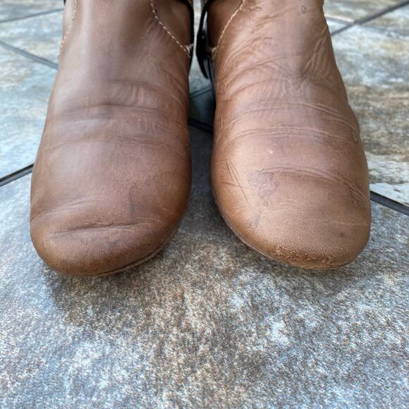 Chloe Light Brown Knee High Leather Riding Boots Mid Calf EU 37/7 Buckle - Picture 5 of 9